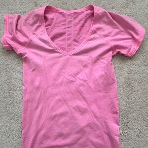 Lululemon Pink V-Neck Swiftly Tech Shirt